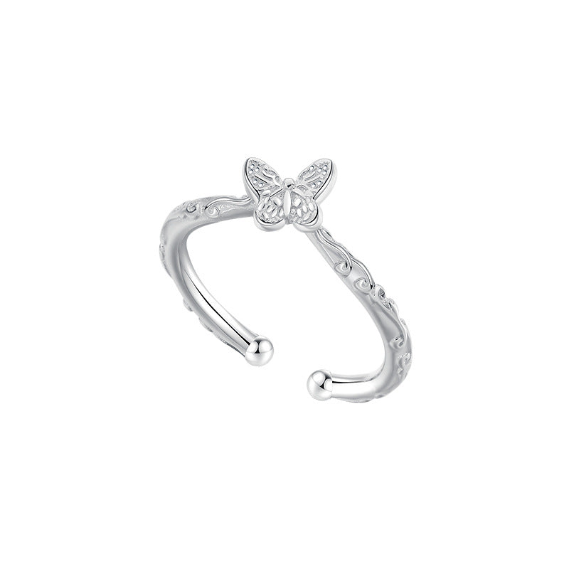 Wholesale 925 sterling silver butterfly ring light luxury index finger ring