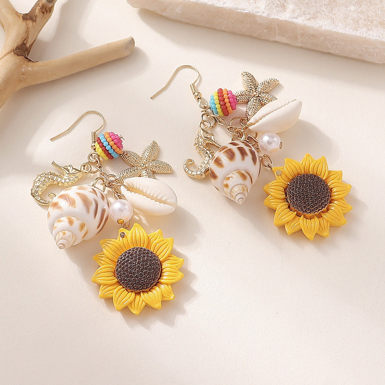 Wholesale Sunflower Shell Ocean Series Earrings