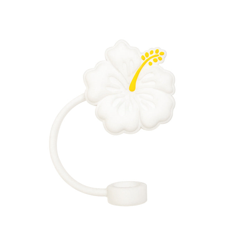 Wholesale 10pcs 10mm Flower Silicone Straw Cover Straw Plug Cup Decoration Straw Tube Cap ACC-SCR-WDX002