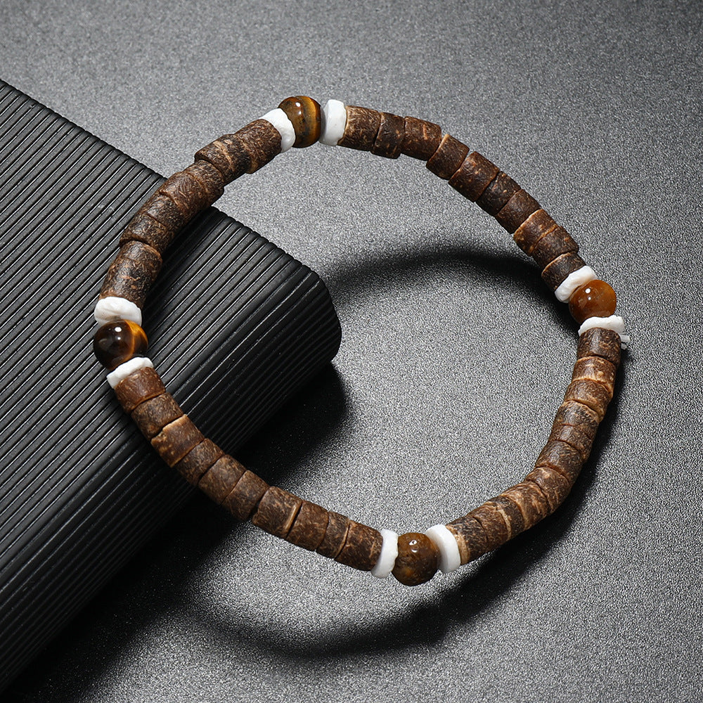 Wholesale Retro Ethnic Style nut Shell Natural Turquoise Bracelet