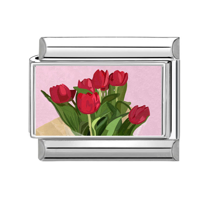 Wholesale Cute Cartoon Floral Charm Bracelet Stainless Steel DIY Jewelry Boutique Accessory