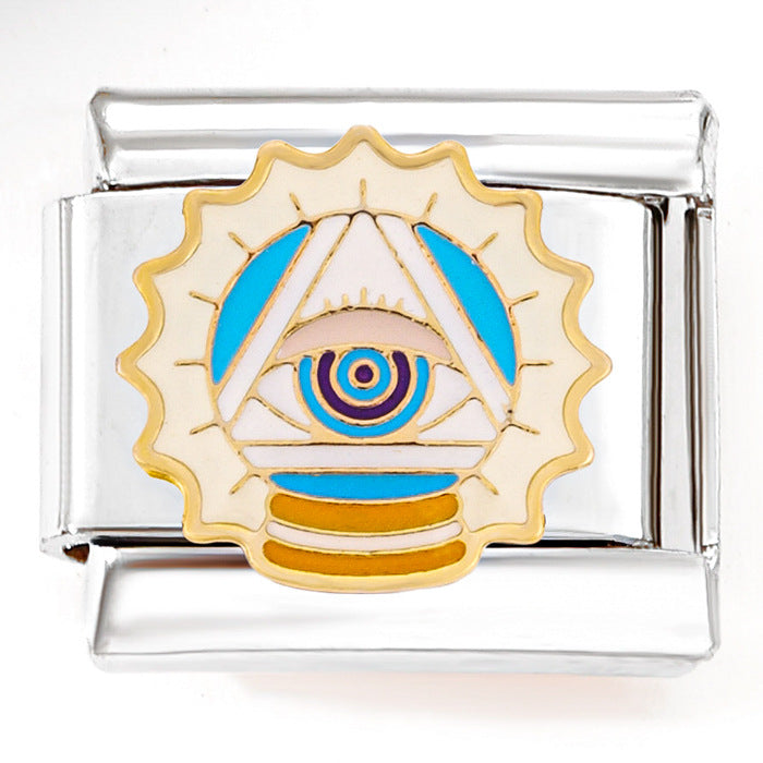 Wholesale Italian Charm Horus Eye Stainless Steel Patchwork Bracelet