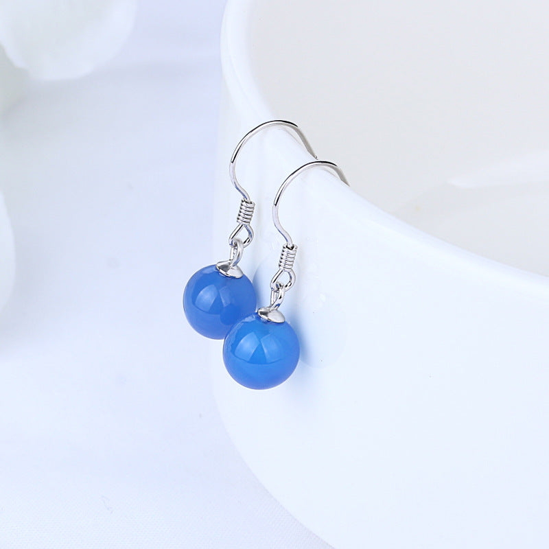 Wholesale  Natural Agate S925 Silver Earrings