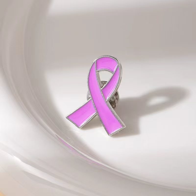 Wholesale Metal Oil-Drip Pink Collar Ribbon Brooch International Aids Badge Clothing Accessory