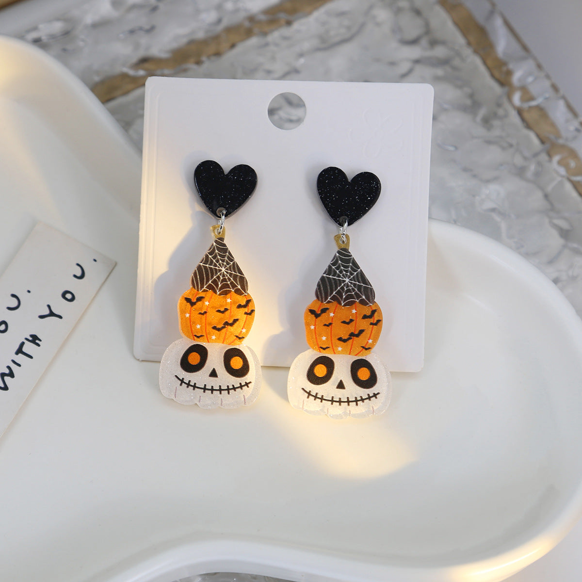 Wholesale Cartoon Pumpkin Halloween Acrylic Earrings ACC-ES-MDD031