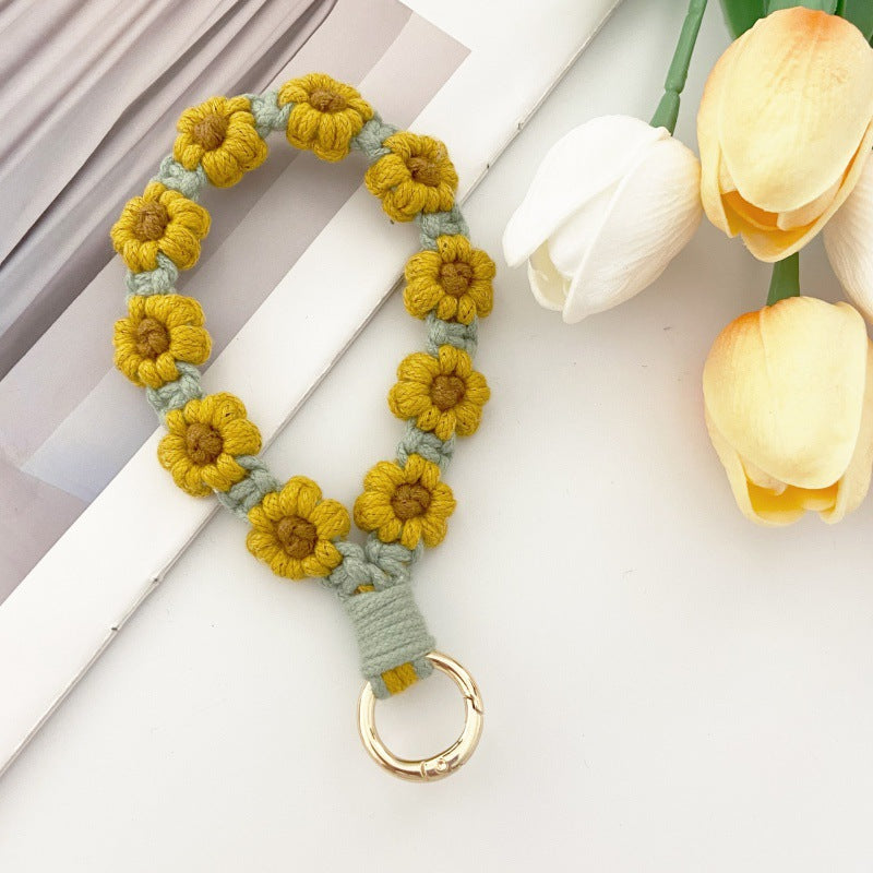 Wholesale Small Daisy Flower Mobile Phone Lanyard Keychain Bohemian Holiday Style Keychains ACC-KC-Huaien001