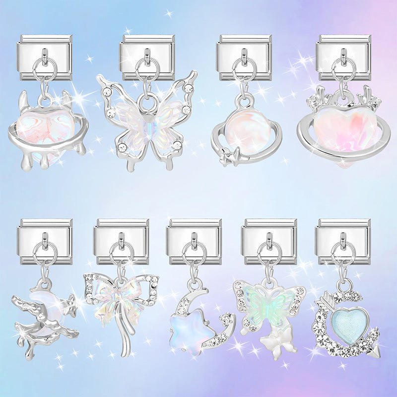 Wholesale Italian Charm Bracelet 9mm DIY Splicing Removable Titanium Steel  Love Bow Composable Bracelet