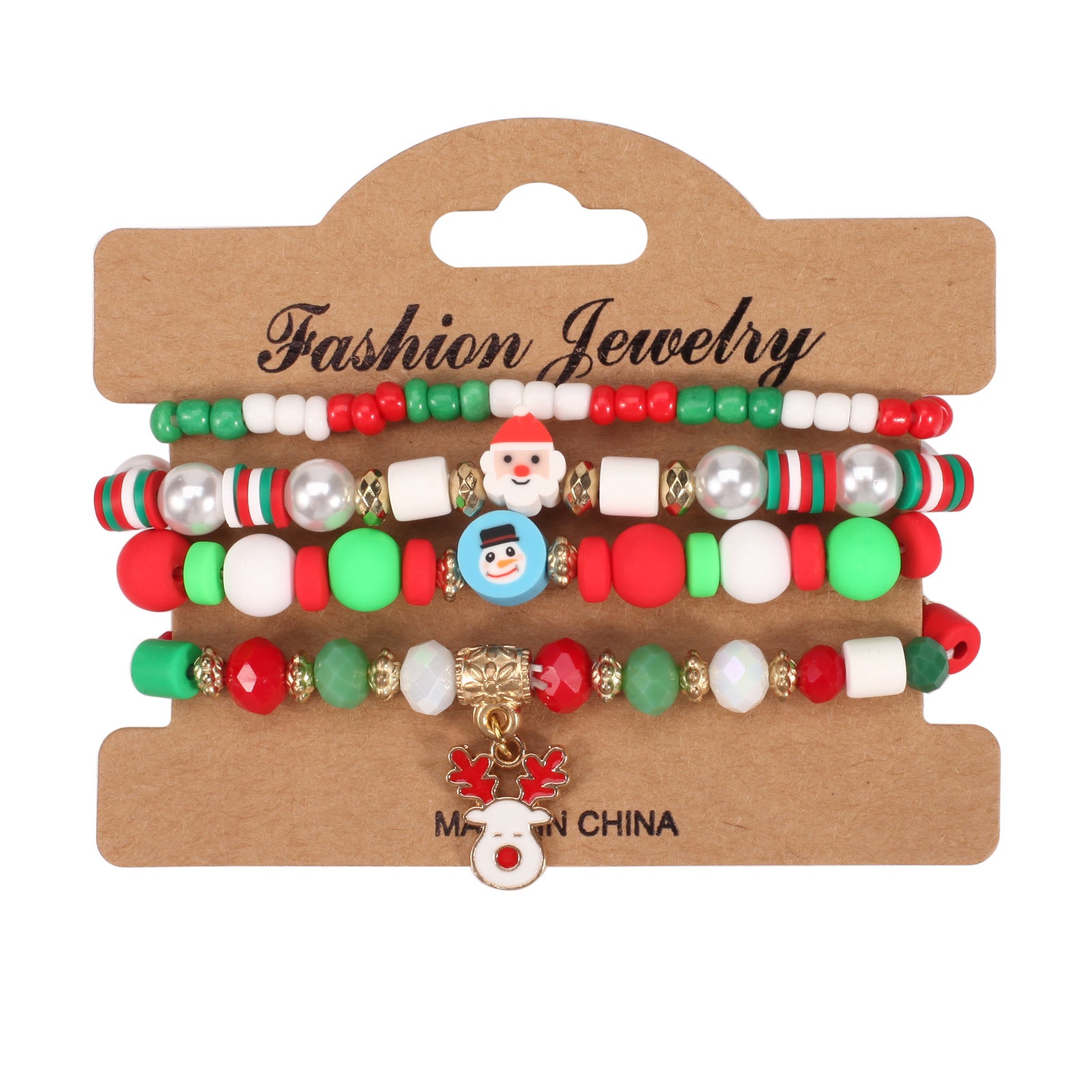 Wholesale Christmas Beaded Bracelet Snowman Christmas Tree Deer Antler Gift Bracelet Layered Bracelet Set ACC-BT-XinY016