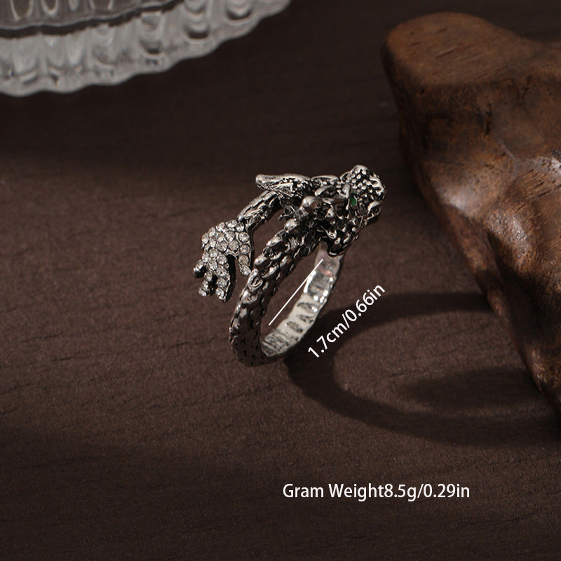 Wholesale Men's Hip-hop Style Retro Zinc Alloy Open Adjustable Ring ACC-RS-YunJ016