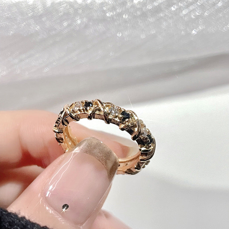Wholesale Cross Full Diamond Zircon Open Ring Adjustable Rings ACC-RS-JiuHao009