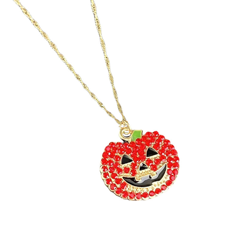 Wholesale  2pcs Exaggerated Color Diamond Pumpkin Children's Necklace