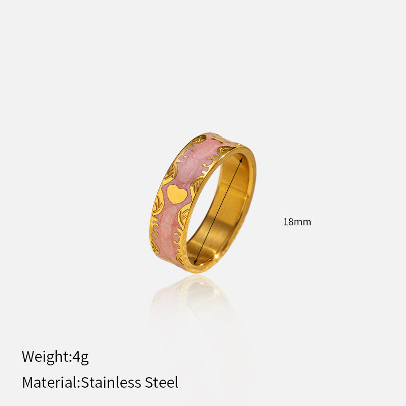 Wholesale retro court style heart-shaped stainless steel ring