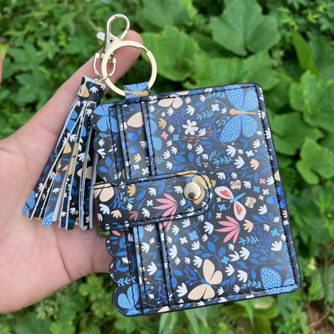 Wholesale Leopard Print Plaid Tie Dye Plaid Card Holder Keychain Wristlet Keychain ACC-KC-QiuXue008