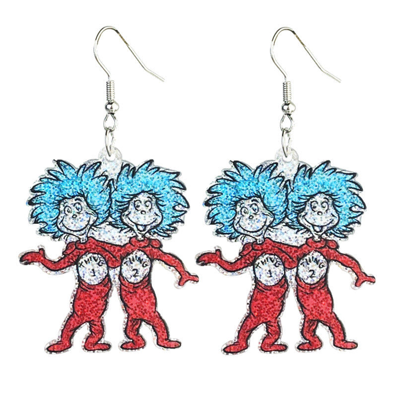 Wholesale 2 pairs/pack Bright Cute Teacher Color Book Acrylic Earrings ACC-ES-HY214