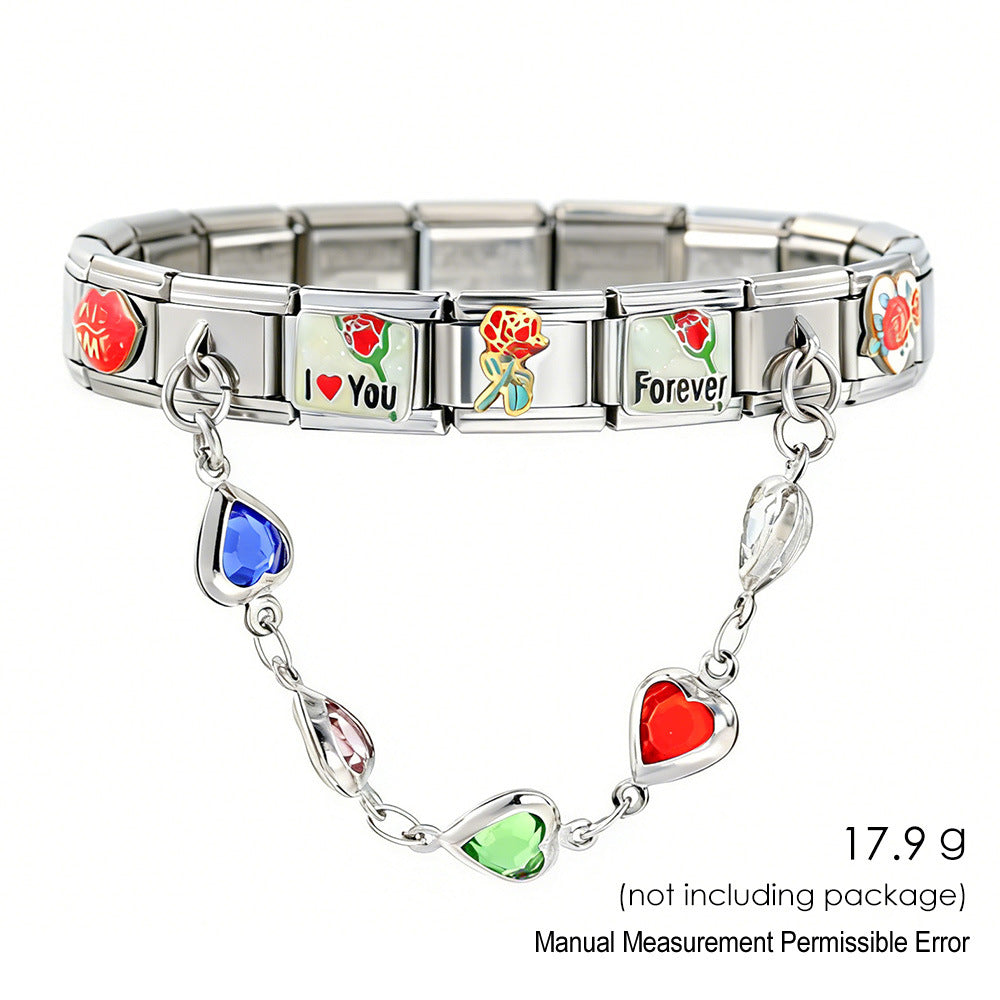 Wholesale Stainless Steel Heart Pendant DIY Bracelet Set with Flower Module for Everyday Wear Jewelry Accessory