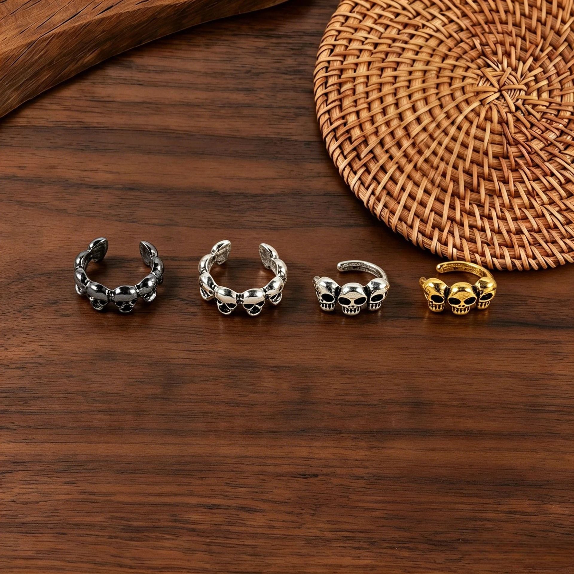 Wholesale  Skull Clip On Earrings Retro Silver No Piercing Ghost Earrings For Women Party Jewelry Accessory
