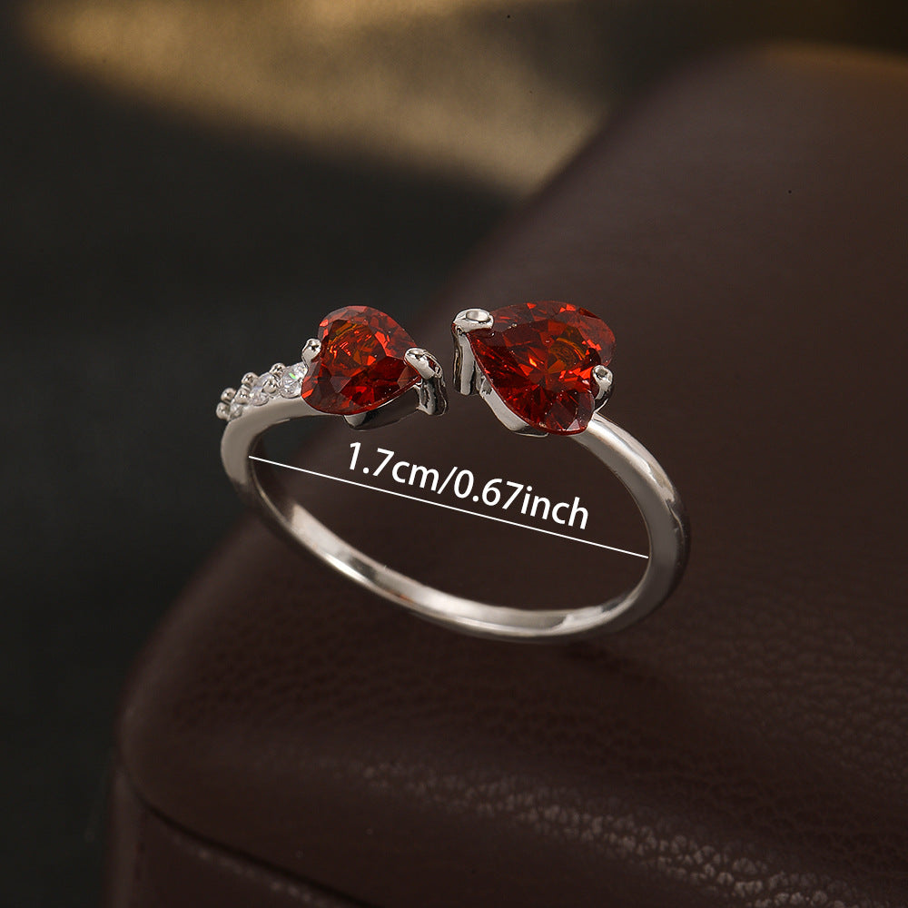 Wholesale Trendy Heart Shaped Zircon Open Ring Jewelry Accessory For Party Gift