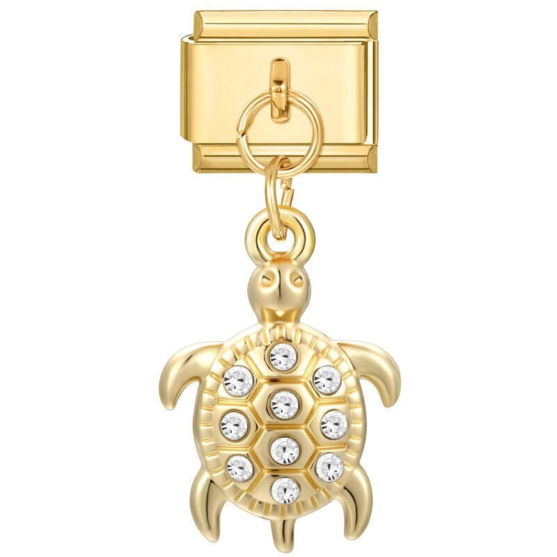 Wholesale Italian Charm Bracelet 9mm DIY Splicing Gold Butterfly Pendant Stainless Steel Composable Bracelet