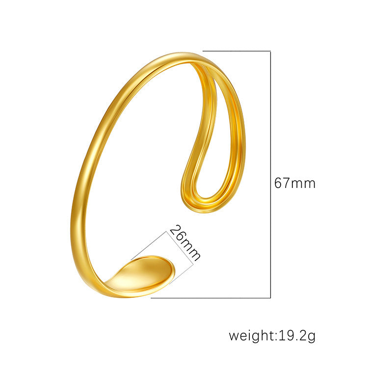 Wholesale Stainless Steel Open C Shape Bangle 18K Gold Plated Fashion Jewelry for Gift Boutique Resale