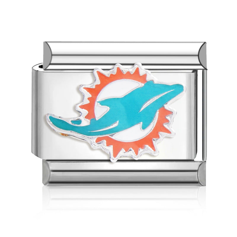 Wholesale 2PCS 9mm Italian Charm Starter Bracelets DIY Rugby Stainless Steel Composable Bracelet