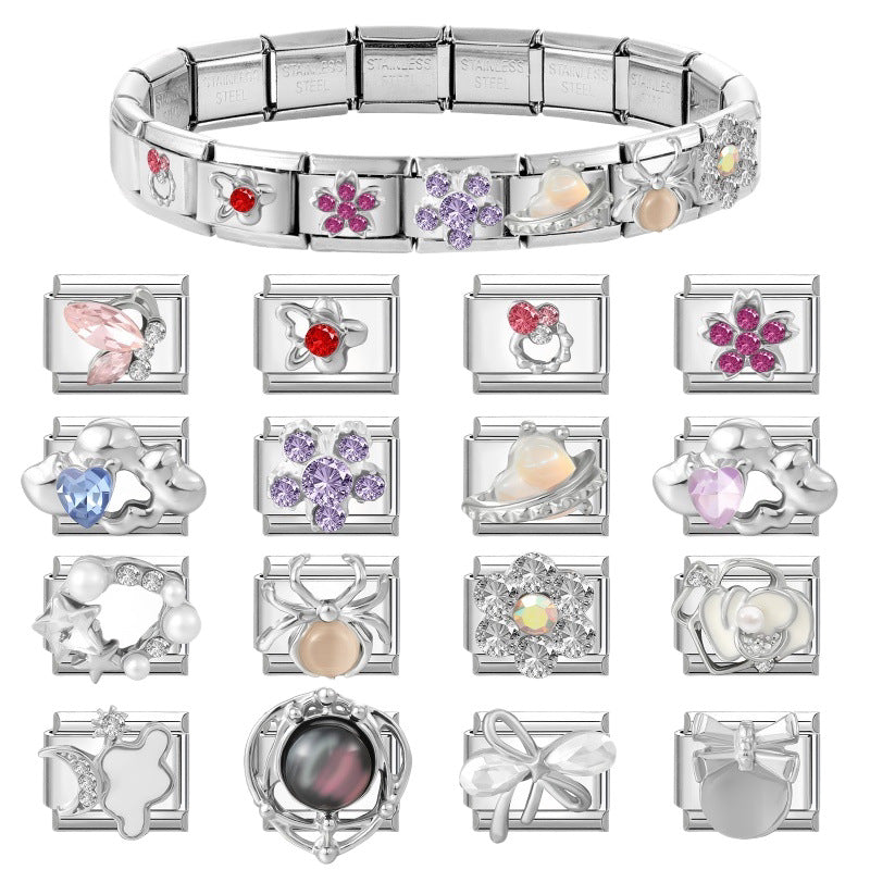 Wholesale Floral Butterfly Cloud Themed Stainless Steel DIY Bracelet Charms Jewelry Making Accessories Fashion Craft Supply