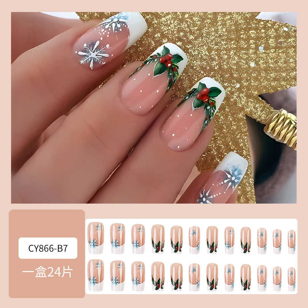 Wholesale 24 Pieces/box Christmas White Edge Fireworks Nails Kits Nail Stickers ACC-NS-QXJ038