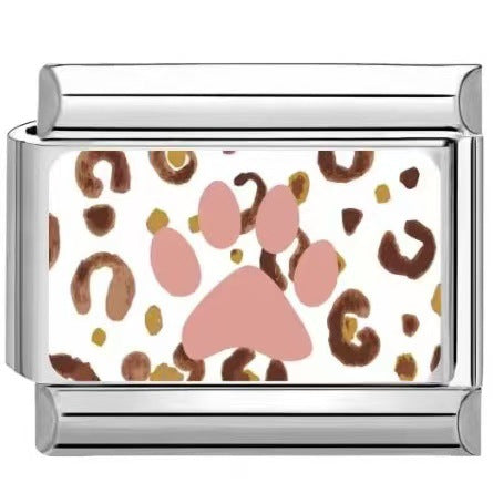 Wholesale Trendy Paw Print Leopard Pattern DIY Stainless Steel Bracelet Charms Jewelry Accessory