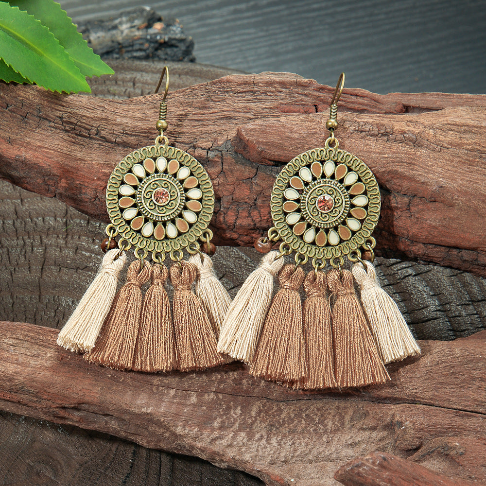 Wholesale Bohemian Hand-Woven Tassel Earrings for Everyday Wear Fashion Accessory