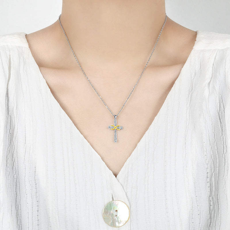 Wholesale infinite 8-word pendant clavicle chain retro eternal cross necklace