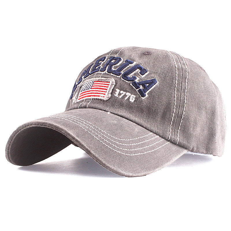 Wholesale washed baseball cap 3D embroidery AMERICA patch peaked cap flag casual hat