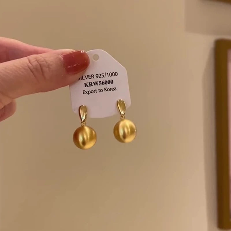 Wholesale Korean Style Golden Water Drop and Silver Ball Pendant Earrings Fashion Accessory for Boutique Resale