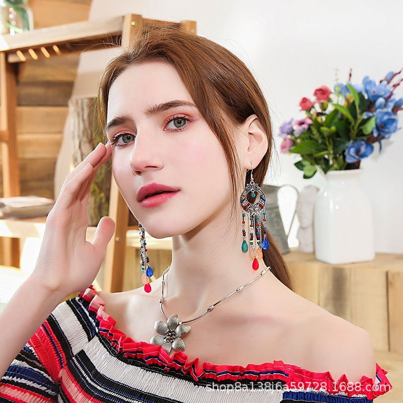 Wholesale alloy ethnic style long earrings