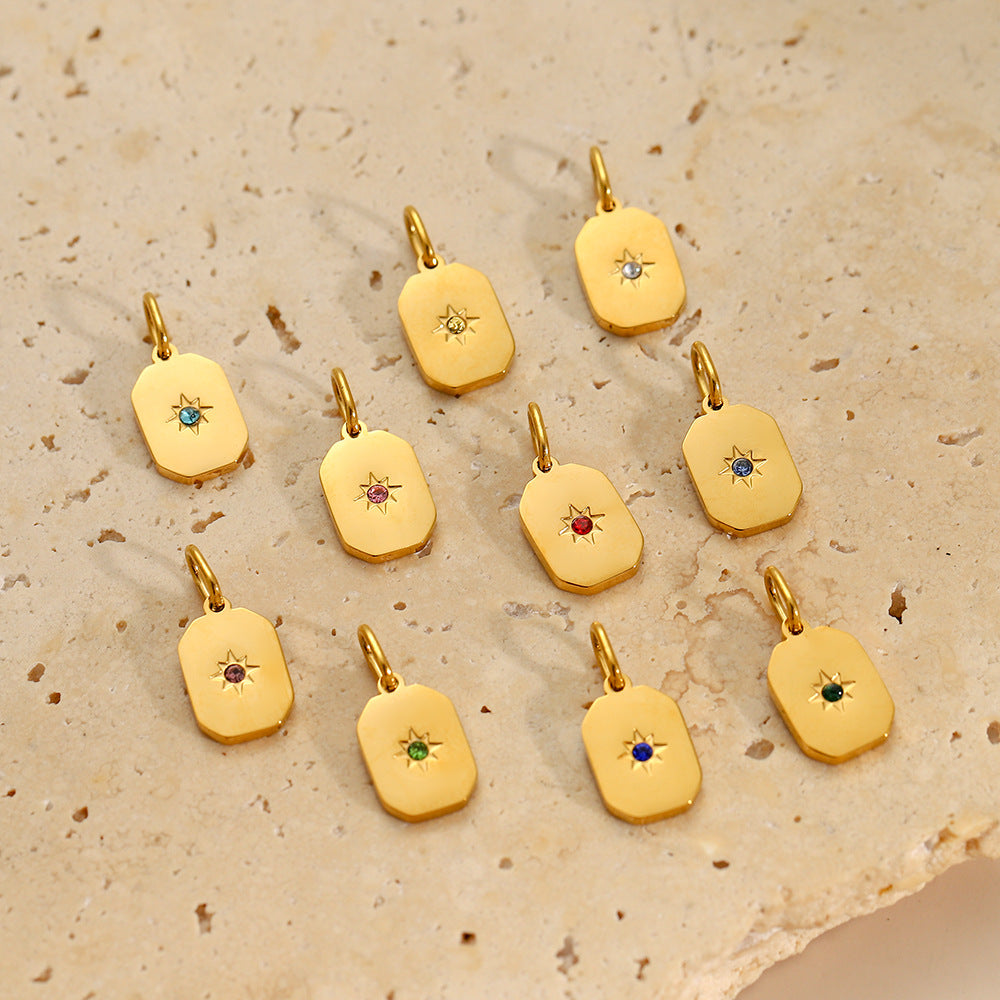 Wholesale Stainless Steel Tag December Zircon Diy Pendant