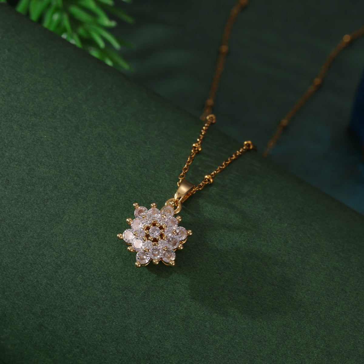 Wholesale Christmas zircon snowflake Christmas tree rotatable stress relief necklace