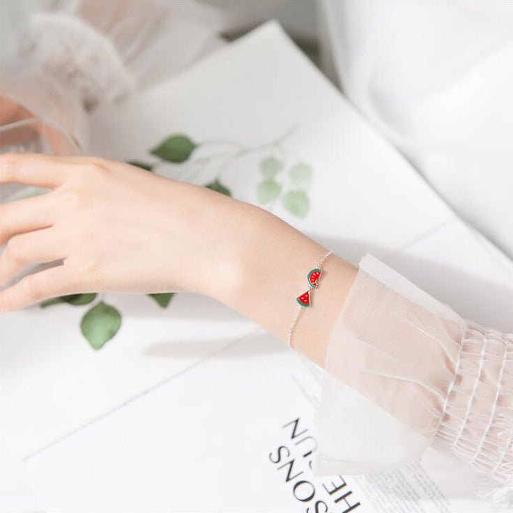 Wholesale S925 Silver Sweet Cute Watermelon Bracelet