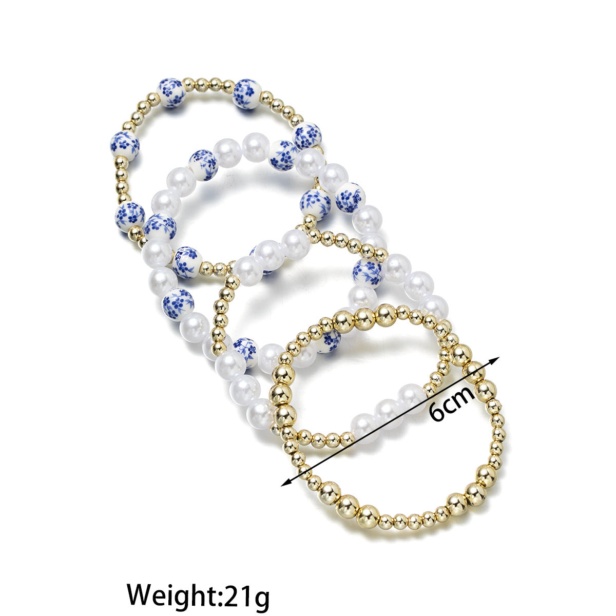 Wholesale  blue and white ceramic pearl beaded bracelet