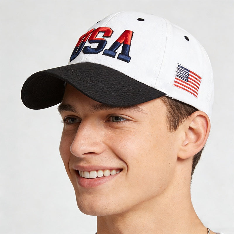 Wholesale Cotton Baseball Cap With USA Flag Embroidery Stylish Adjustable Summer Hat For Everyday Wear