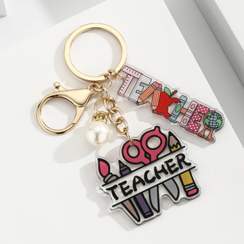 Portachiavi a forma di matita con portapenne a cuore acrilico all'ingrosso