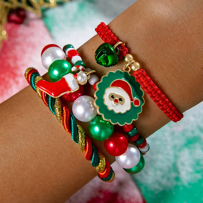 Wholesale Christmas Jewelry Cute Bell Elk Snowman Bracelet Set ACC-BT-YongGe007