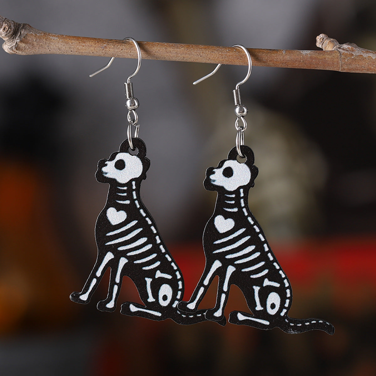 Wholesale Halloween Gothic Skull Flamingo Wooden Earrings ACC-ES-ChuLian045