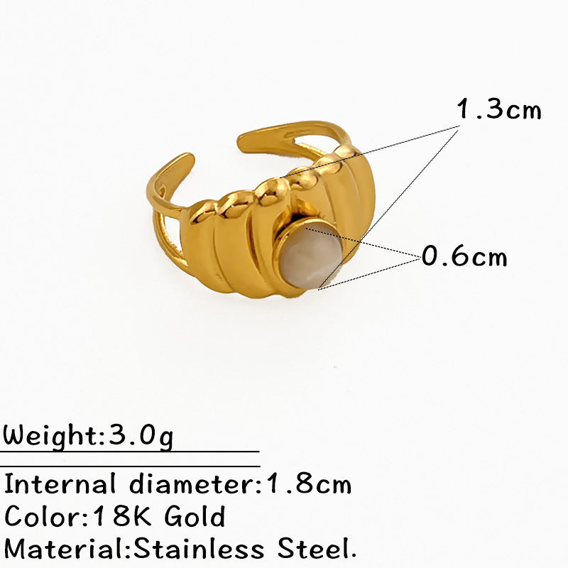 Wholesale Fashionable Titanium Steel Ring Inlaid with Natural Stone