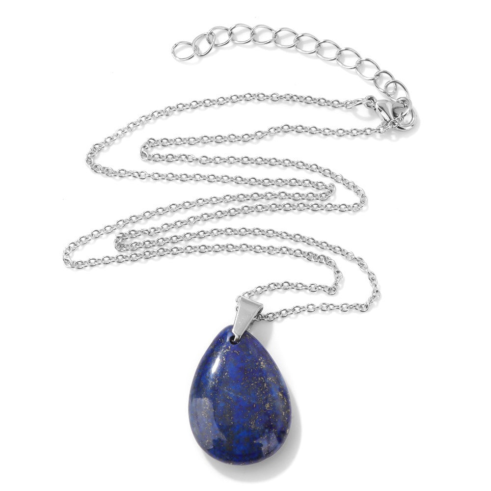 Wholesale Natural Crystal Pendant Necklace Stainless Steel O-Chain with Lobster Clasp Boutique Jewelry Accessory