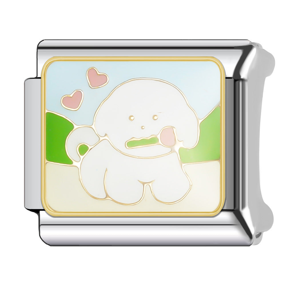 Wholesale Italian Charm Bracelet 9mm DIY Splicing Cute Animal Series Stainless Steel Composable Bracelet