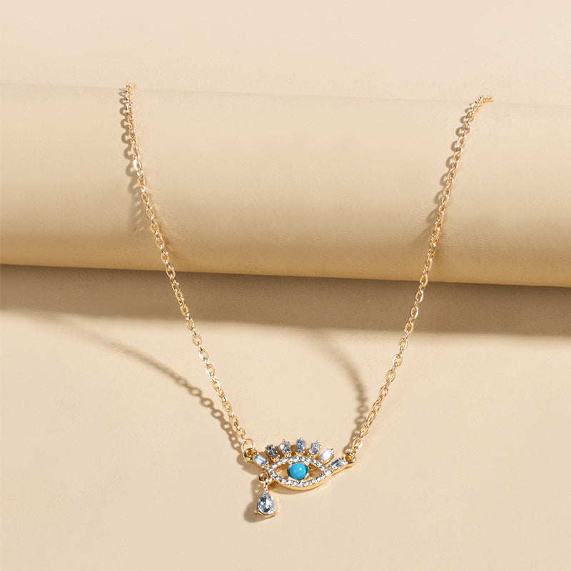 Wholesale Evil Eye Pendant Necklace Gold Tone Zinc Alloy Rhinestone Jewelry Accessory