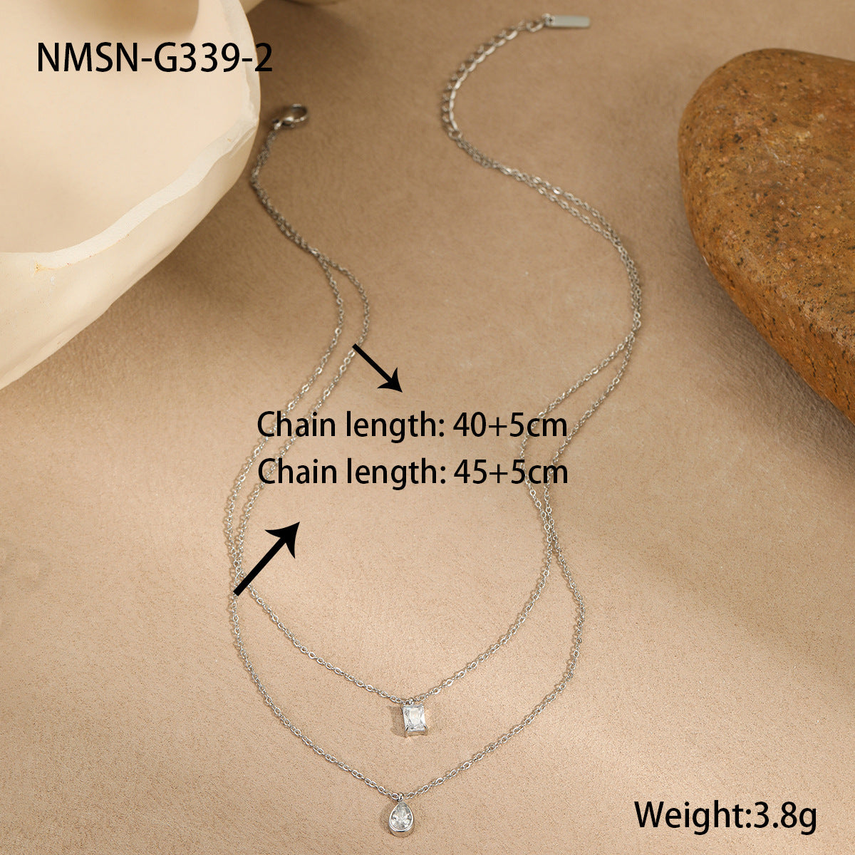 Wholesale Sophisticated Light Luxury Stainless Steel Teardrop Necklace with Zircon Inlay