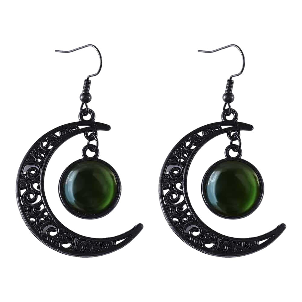 Wholesale Halloween Hollow Black Moon Long Tassel Gemstone Earrings