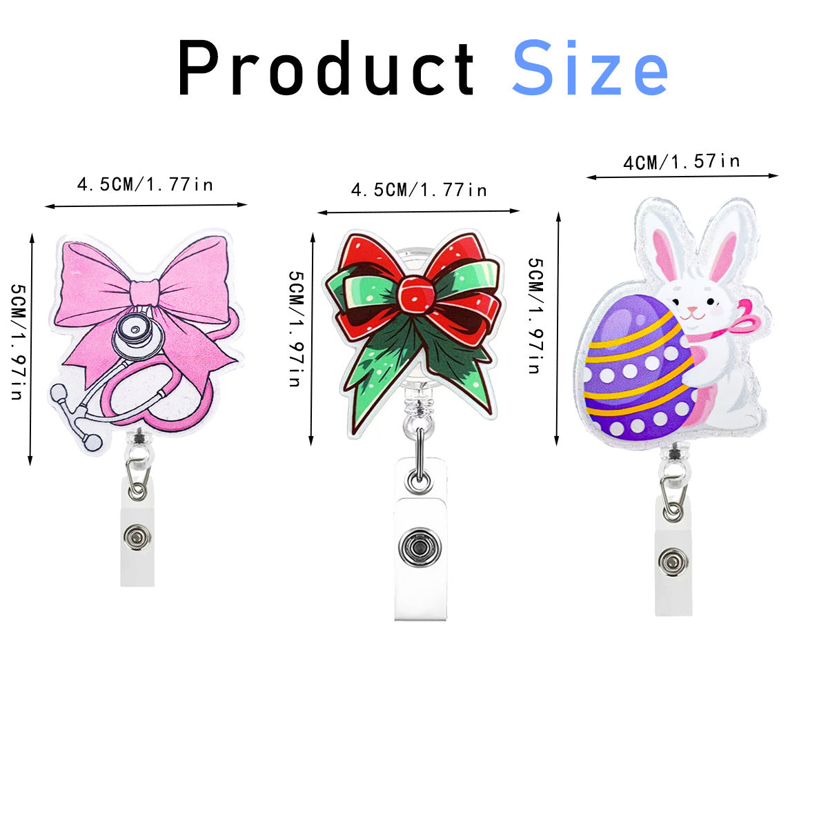 Wholesale retractable easy-pull buckle acrylic Christmas bow  Badge Reels