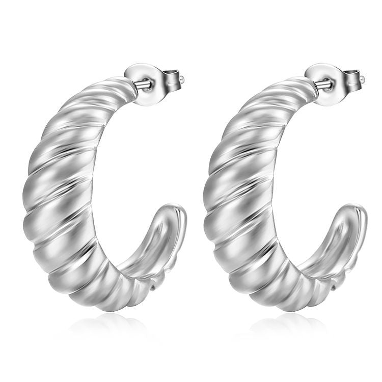 Wholesale  retro stainless steel horn bag earrings