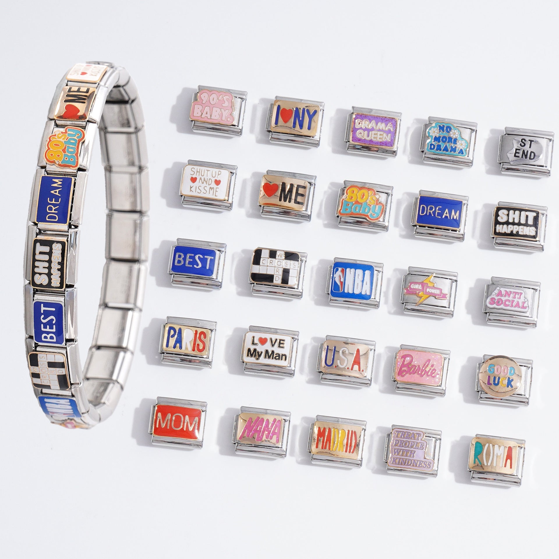 Wholesale Italian Charm Bracelet 9mm DIY Splicing Creative Pattern Stainless Steel Composable Bracelet