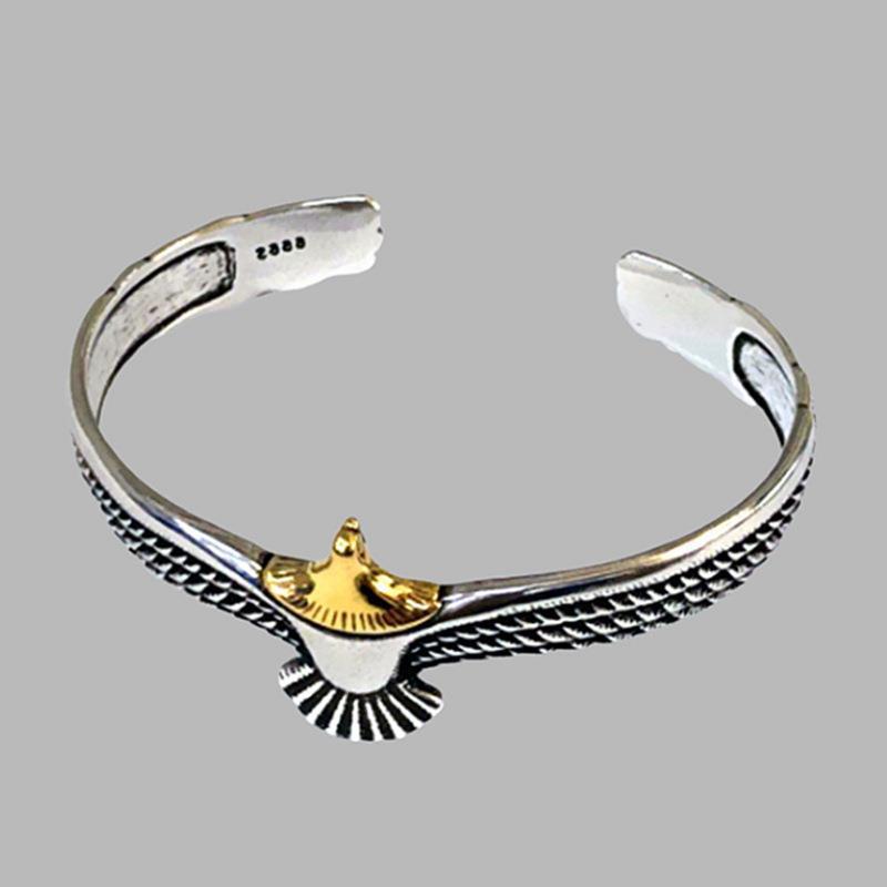 Wholesale Punk Style Eagle Cuff Bracelet,  Retro Thai Silver Finish,  Fashion Accessory for Men and Women